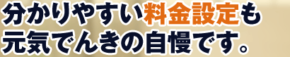 分かりやすい料金設定も元気でんきの自慢です。